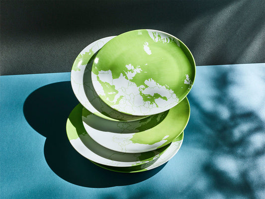 14-teiliges Set | Teller | Global Service | Grün | 28 cm