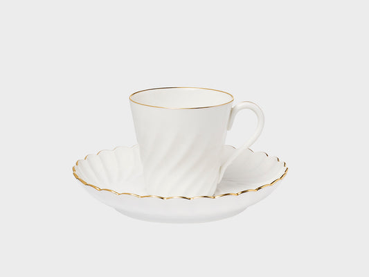 Espressotasse | Gerippt | Goldrand