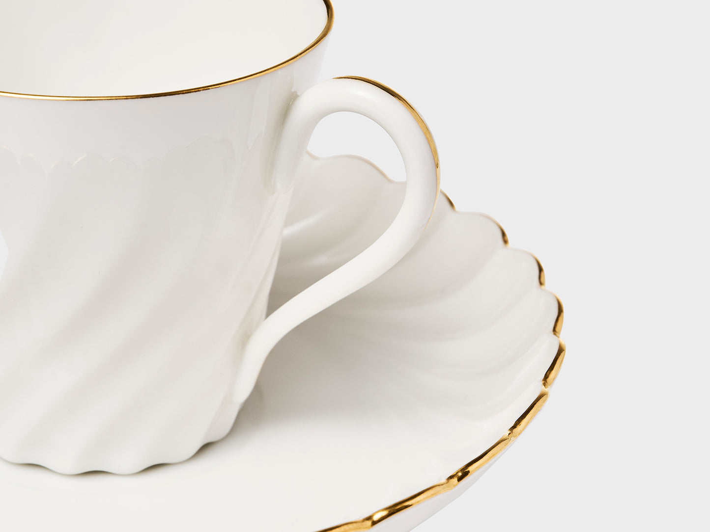 Espressotasse | Gerippt | Goldrand