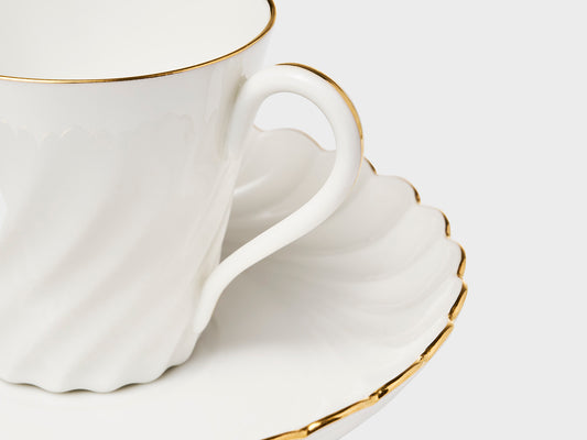 Espressotasse | Gerippt | Goldrand