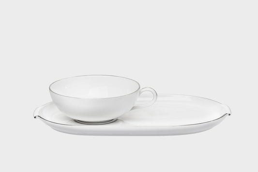 Teetasse inkl. Tablett | Lotos | Platinrand